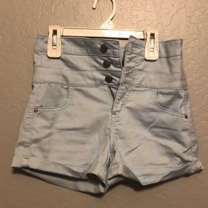 blue high waist shorts